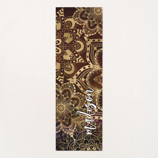 Modern Gold Mandala Pattern Custom Name Yogamatte (Vorderseite)