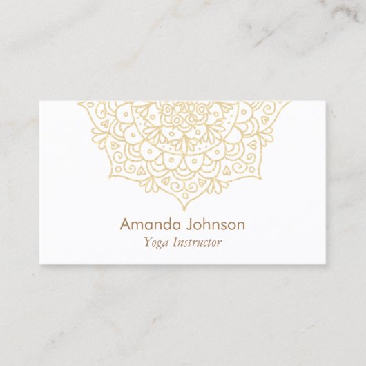 Modern Gold Mandala Yoga Instructor Business Card Visitenkarte (Vorderseite)