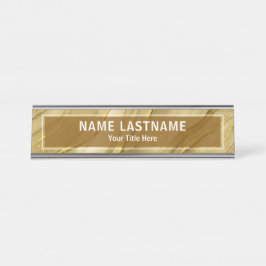 Modern Gold Marble Sign for Business & Office Desk Schreibtischnamensplakette