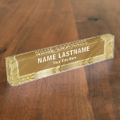 Modern Gold Marble Sign for Business & Office Namensplakette (Seite)