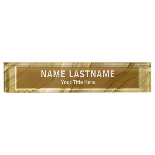 Modern Gold Marble Sign for Business & Office Namensplakette (Vorderseite)