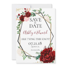 Modern Gold Marsala Geometric Save the Date