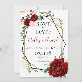 Modern Gold Marsala Geometric Save the Date