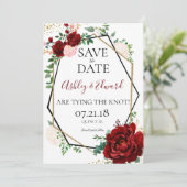 Modern Gold Marsala Geometric Save the Date (Stehend Vorderseite)