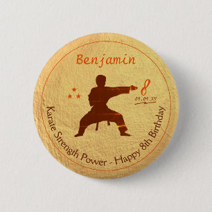 Modern Gold Martial Arts Karate Kinder 8. Geburtst Button