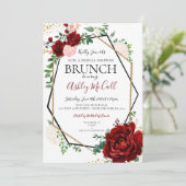 Modern Gold Merlot Geometric Brautparty Einladung (Stehend Vorderseite)