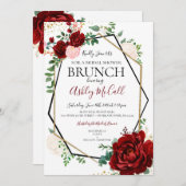 Modern Gold Merlot Geometric Brautparty Einladung (Vorne/Hinten)