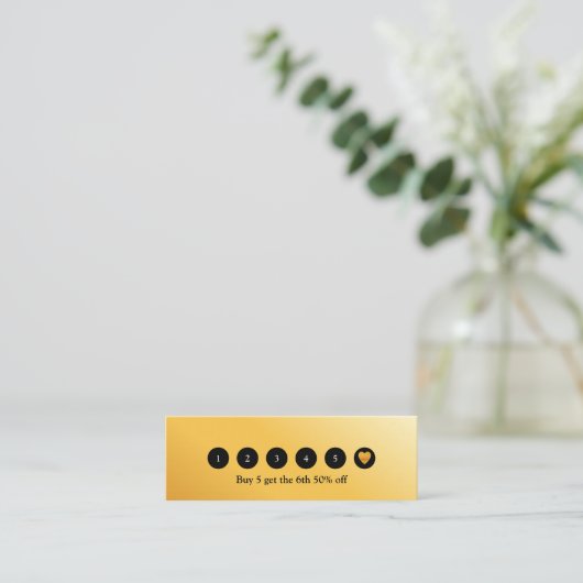 Modern Gold Metallic 6 Punch Loyalty Card Treuekarte (Stehend Vorderseite)