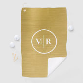 Modern Gold Metallic Monogram Golf Golfhandtuch (Insitu)