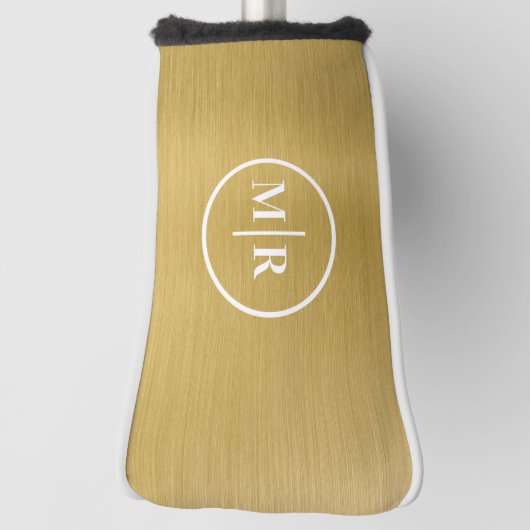 Modern Gold metallic Monogram Golf Headcover (Rotieren 90)