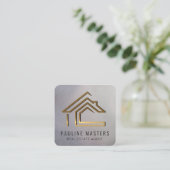 Modern Gold Metallic Real Anwesen Logo | Home Terminkarte (Stehend Vorderseite)