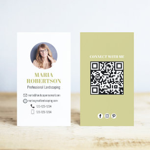 Modern Gold Minimalistisch QR Code Social Media Visitenkarte