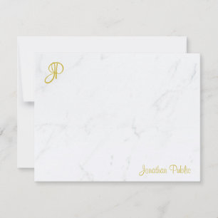 Modern Gold Monogram Calligrafy Marble Template Mitteilungskarte