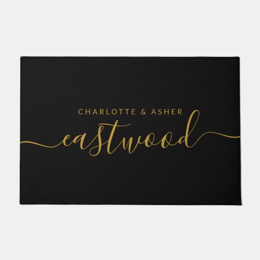 Modern Gold monogram Coupname Fußmatte (Vorderseite)