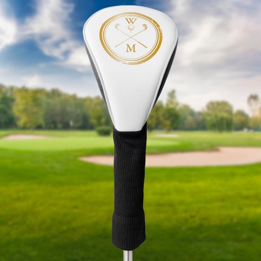Modern Gold Monogram Initials Golf Headcover