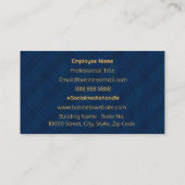 Modern Gold Monogram Logo Blue Squares Muster Visitenkarte (Rückseite)