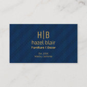 Modern Gold Monogram Logo Blue Squares Muster Visitenkarte (Vorderseite)