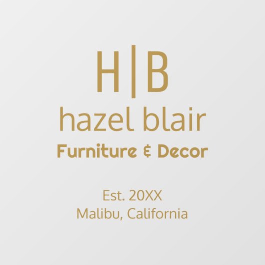 Modern Gold Monogram Logo Fensteraufkleber (Blatt)