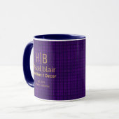 Modern Gold Monogram Logo Lila Squares Muster Tasse (Vorderseite Links)
