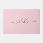 Modern Gold Monogram Name Script Rosa Fußmatte (Vorderseite)