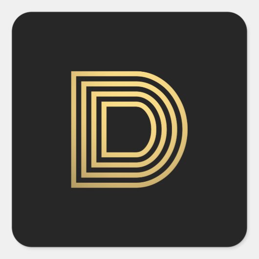Modern Gold Monogram Quadratischer Aufkleber (Vorderseite)