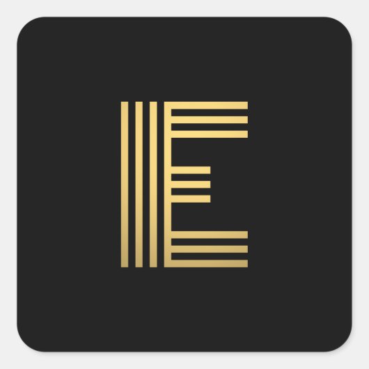 Modern Gold Monogram Quadratischer Aufkleber (Vorderseite)