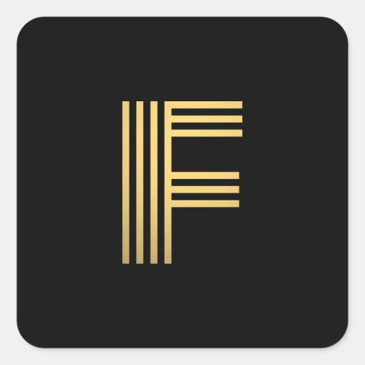 Modern Gold Monogram Quadratischer Aufkleber (Vorderseite)