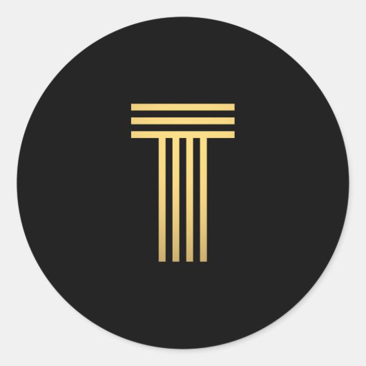 Modern Gold Monogram Runder Aufkleber (Vorderseite)