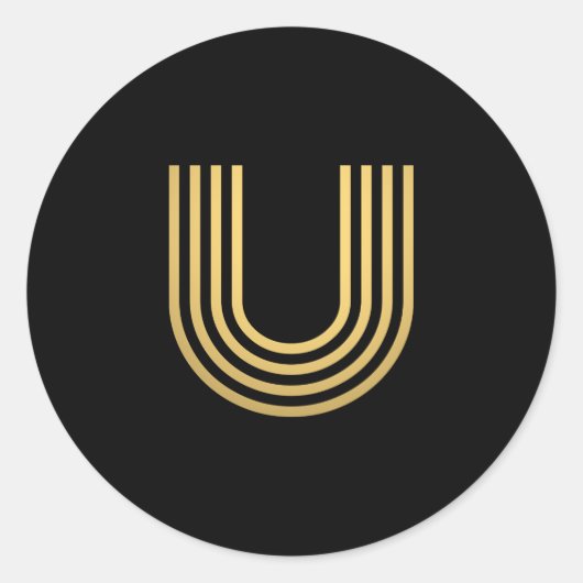 Modern Gold Monogram Runder Aufkleber (Vorderseite)