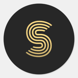 Modern Gold Monogram Runder Aufkleber