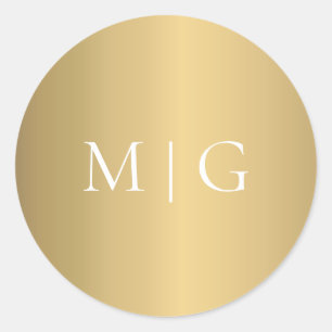 Modern Gold Monogram Runder Aufkleber