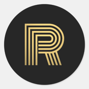 Modern Gold Monogram Runder Aufkleber