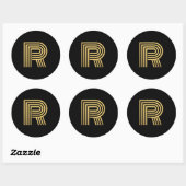 Modern Gold Monogram Runder Aufkleber (Blatt)