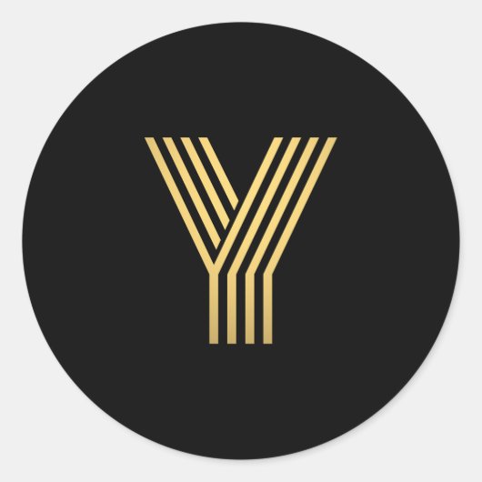 Modern Gold Monogram Runder Aufkleber (Vorderseite)