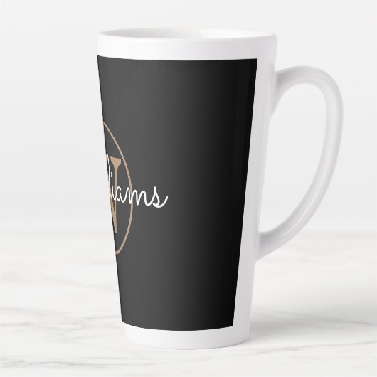 Modern Gold Monogram Script Black Milchtasse (Rechts)
