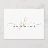 Modern Gold Monogram Script Initials Minimalistisc Postkarte (Vorderseite)