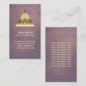 Modern Gold Monogram Triangle Logo Visitenkarte (Vorne/Hinten)