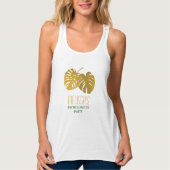 Modern Gold Monstera Blätter Junggeselinnen-Abschi Tank Top (Vorderseite)