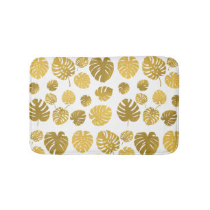 Modern Gold Monstera Tropical Blätter Muster Badematte