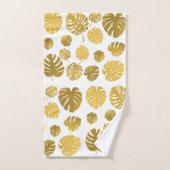 Modern Gold Monstera Tropical Blätter Muster Badhandtuch Set (Handtuch)