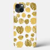 Modern Gold Monstera Tropical Blätter Muster Case-Mate iPhone Hülle (Rückseite)