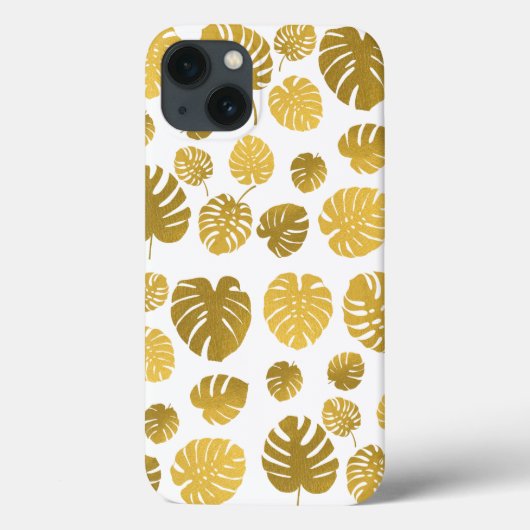 Modern Gold Monstera Tropical Blätter Muster Case-Mate iPhone Hülle (Rückseite)