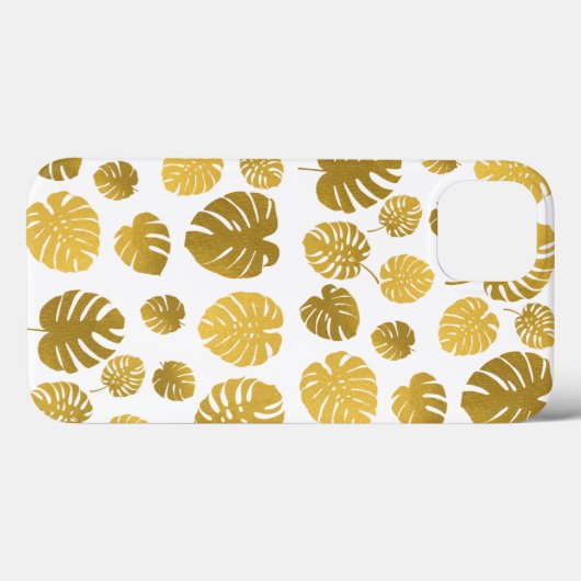 Modern Gold Monstera Tropical Blätter Muster Case-Mate iPhone Hülle (Rückseite (Horizontal))
