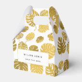 Modern Gold Monstera Tropical Blätter Muster Geschenkschachtel (Vorderseite)