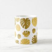 Modern Gold Monstera Tropical Blätter Muster Kaffeetasse (Mittel)
