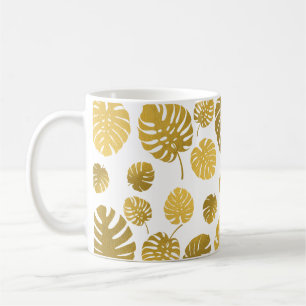 Modern Gold Monstera Tropical Blätter Muster Kaffeetasse
