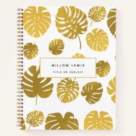 Modern Gold Monstera Tropical Blätter Muster Notizblock
