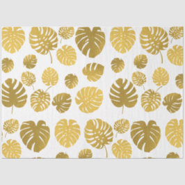 Modern Gold Monstera Tropical Blätter Muster Seidenpapier