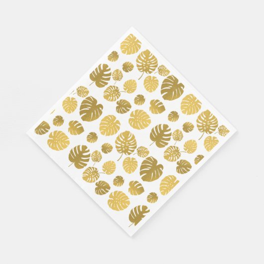Modern Gold Monstera Tropical Blätter Muster Serviette (Ecke)