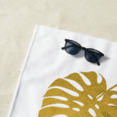 Modern Gold Monstera Tropical Blätter Script Be Strandtuch (Beispiel)
